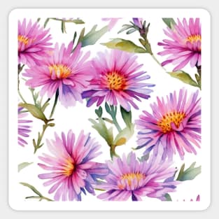 Watercolor Wildflower New England Aster Pattern 2 Sticker